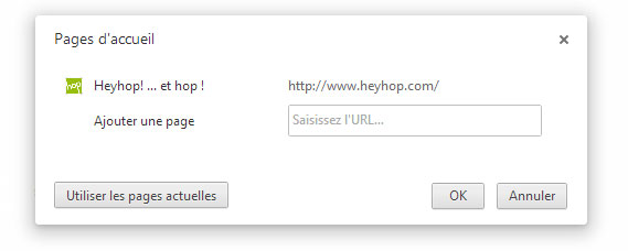 Heyhop en page d'accueil sur Chrome